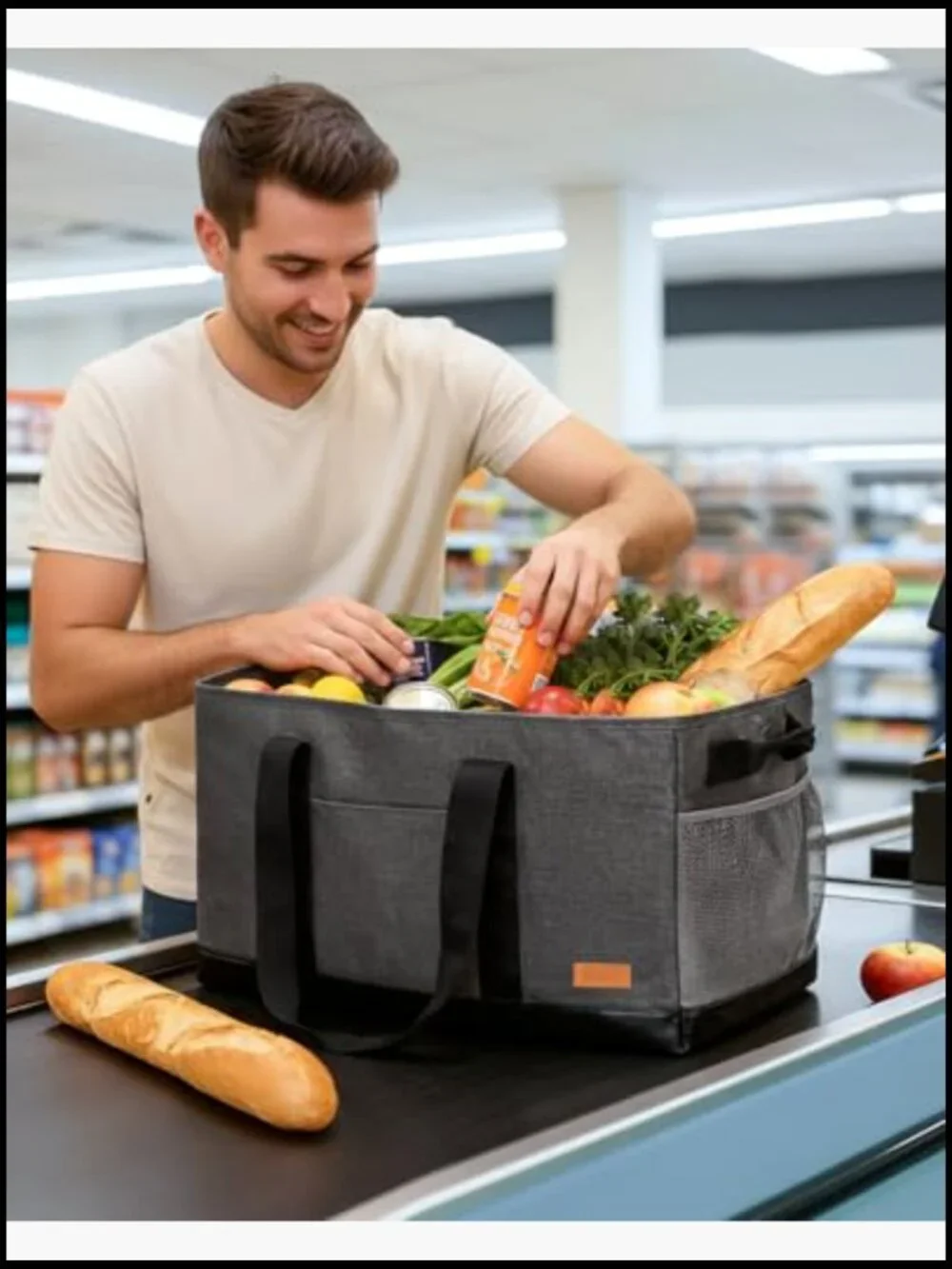 Extra Large Standing Reusable Tote - Collapsible Utility Grocery Beach Bag